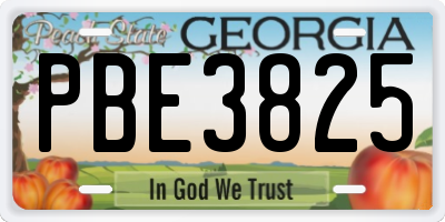 GA license plate PBE3825
