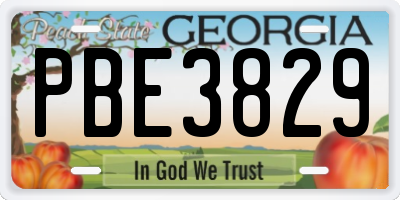 GA license plate PBE3829