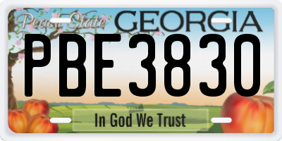 GA license plate PBE3830