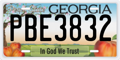 GA license plate PBE3832