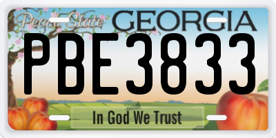 GA license plate PBE3833