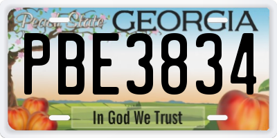 GA license plate PBE3834