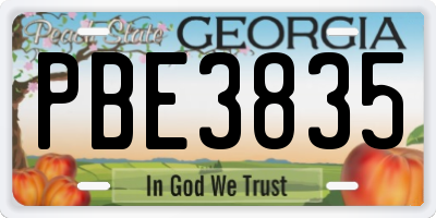 GA license plate PBE3835