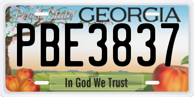 GA license plate PBE3837