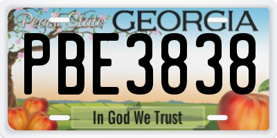 GA license plate PBE3838