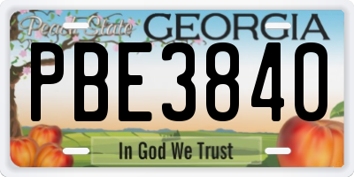 GA license plate PBE3840