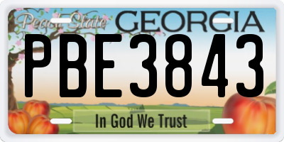GA license plate PBE3843