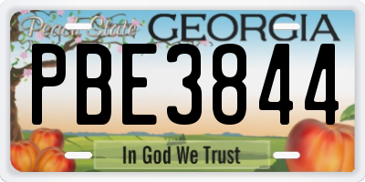 GA license plate PBE3844