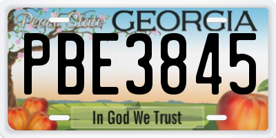 GA license plate PBE3845