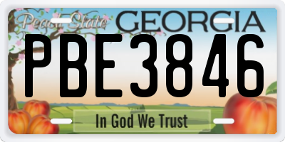 GA license plate PBE3846