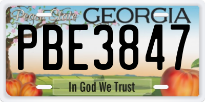 GA license plate PBE3847