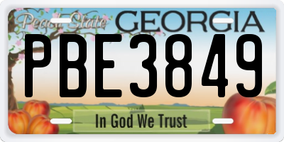 GA license plate PBE3849