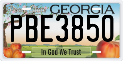 GA license plate PBE3850