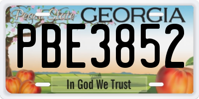 GA license plate PBE3852