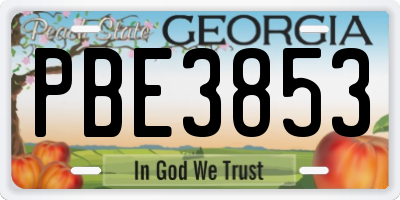 GA license plate PBE3853