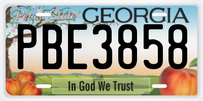 GA license plate PBE3858