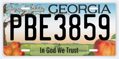 GA license plate PBE3859