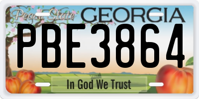 GA license plate PBE3864