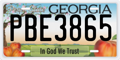 GA license plate PBE3865