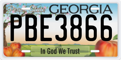 GA license plate PBE3866
