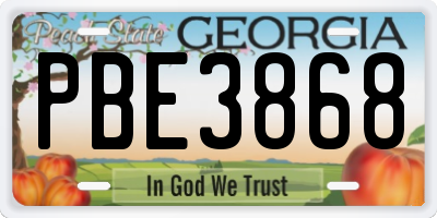 GA license plate PBE3868