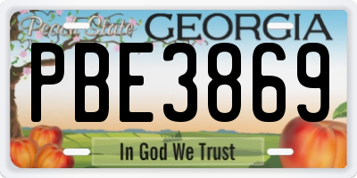 GA license plate PBE3869