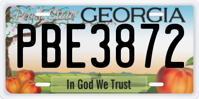 GA license plate PBE3872