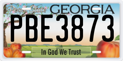 GA license plate PBE3873