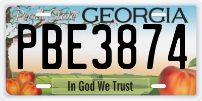 GA license plate PBE3874