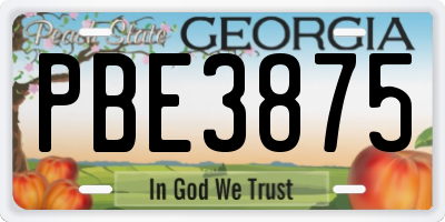 GA license plate PBE3875