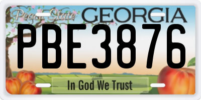GA license plate PBE3876