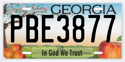 GA license plate PBE3877