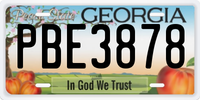 GA license plate PBE3878