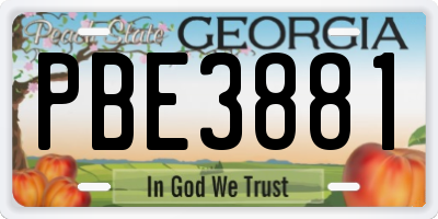 GA license plate PBE3881