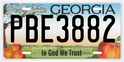 GA license plate PBE3882