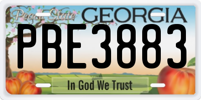 GA license plate PBE3883