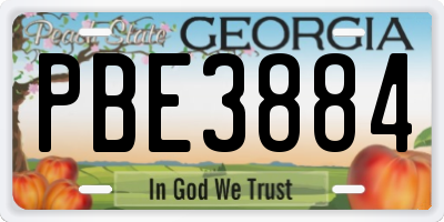 GA license plate PBE3884