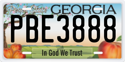 GA license plate PBE3888