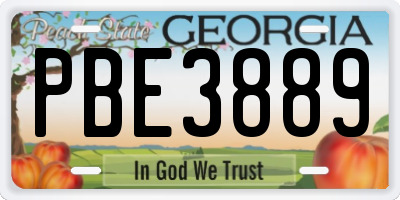 GA license plate PBE3889