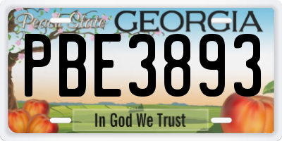 GA license plate PBE3893