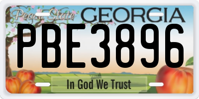 GA license plate PBE3896
