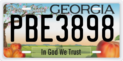 GA license plate PBE3898