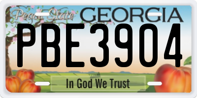 GA license plate PBE3904