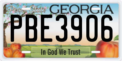 GA license plate PBE3906