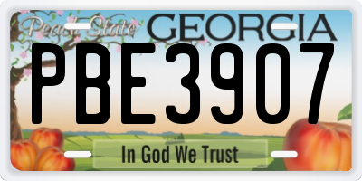 GA license plate PBE3907