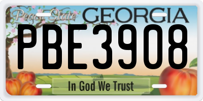 GA license plate PBE3908