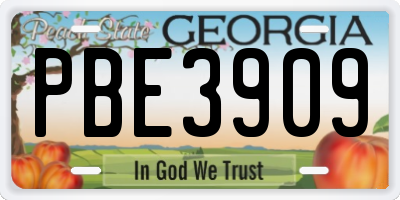 GA license plate PBE3909