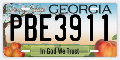 GA license plate PBE3911