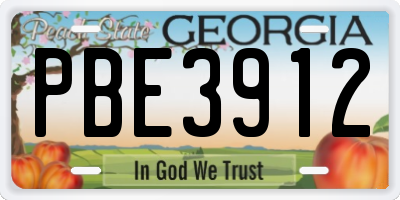 GA license plate PBE3912