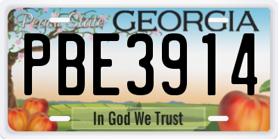 GA license plate PBE3914